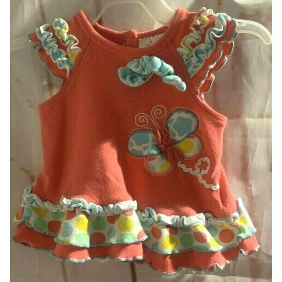 Nursery Rhyme Baby Girls Dress Size 3M Multicolor Butterfly Ruffles Sleeveless - Picture 2 of 7